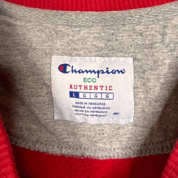 Champion S600 Red Power Blend Eco Authentic Scarlet Red Crew Neck Sweatshirt - Picture 5 of 8